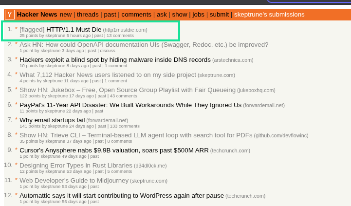 skeptrune's tweet image. another flagged HN submission in the books
best reply was "What really needs to die is JavaScript."