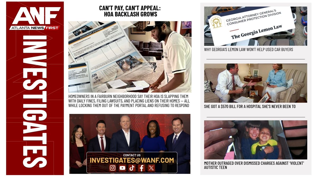Lindsey Basye (@lindseybasye) on Twitter photo Fed up with HOAs, surprise bills & broken systems? 🕵️♂️
Subscribe to the Atlanta News First Investigates newsletter for powerful local investigative journalism, straight to your inbox.
📬 Sign up: atlantanewsfirst.com/newsletter/
#ANFInvestigates #InvestigativeJournalism <a href="/ATLNewsFirst/">Atlanta News First</a> Fed up with HOAs, surprise bills & broken systems? 🕵️♂️
Subscribe to the Atlanta News First Investigates newsletter for powerful local investigative journalism, straight to your inbox.
📬 Sign up: atlantanewsfirst.com/newsletter/
#ANFInvestigates #InvestigativeJournalism <a href="/ATLNewsFirst/">Atlanta News First</a>