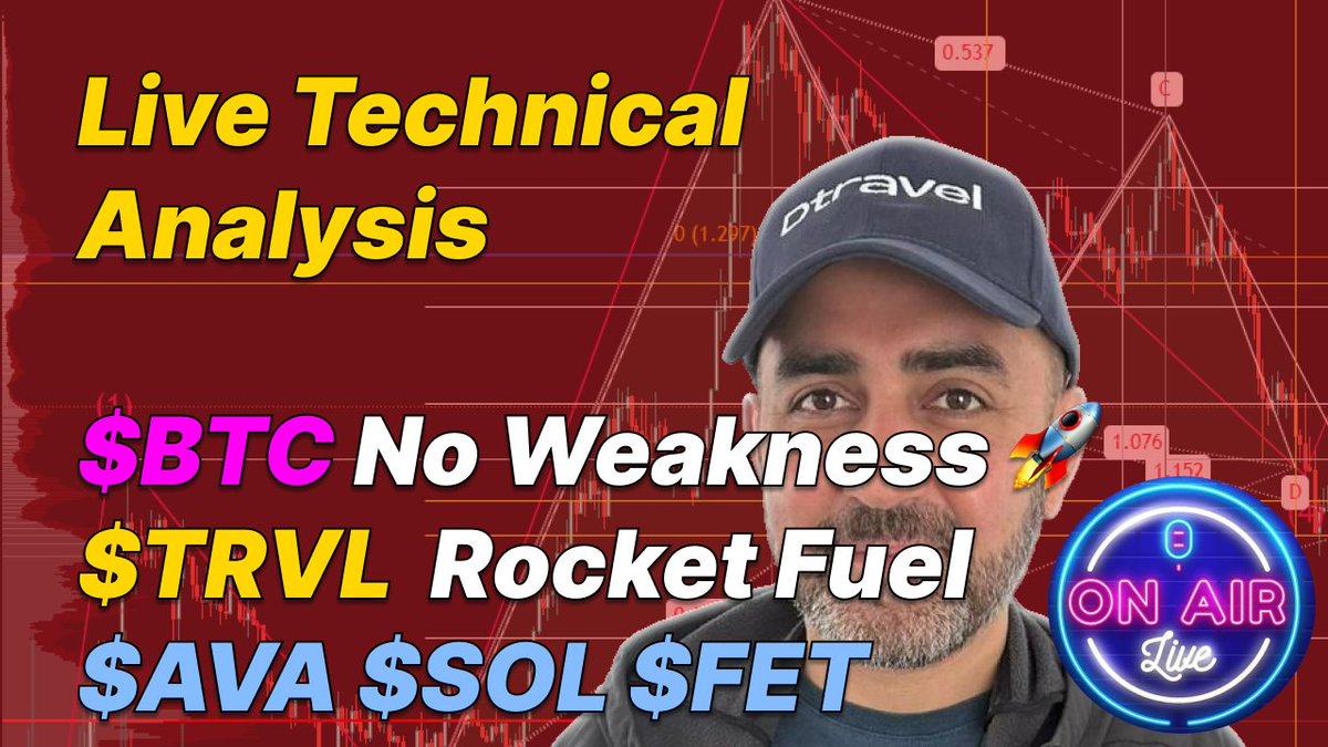 amirsadjady's tweet image. 🚨 LIVE #Bitcoin & Crypto Charting Analysis! 📊 Join me! Sunday, July 27, 2025, 11 AM UK time!
$BTC showing NO weakness 💪
$TRVL ready to 🚀
+ $AVA, $SOL, $FET breakdowns!
+ drop your alt coin requests below 👇👇
Live link below👇👇Don’t miss it! 🔔