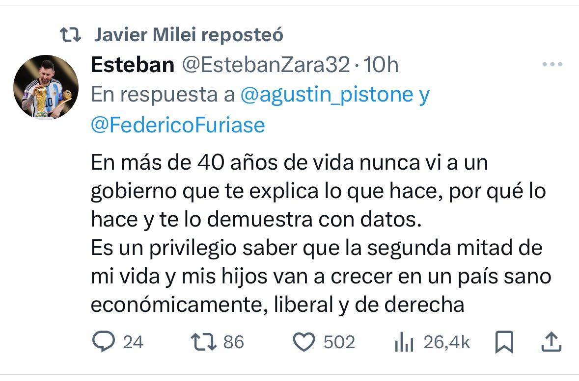 EstebanZara32's tweet image. Señoras y señores, me retuiteo el mismísimo presidente de la nación.
Mi tarea en esta red social está hecha