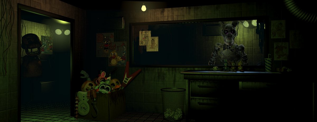 Lucian64626905's tweet image. I wouldn’t dare to imagine the reality where fnaf 3 released in 2015 looking like this