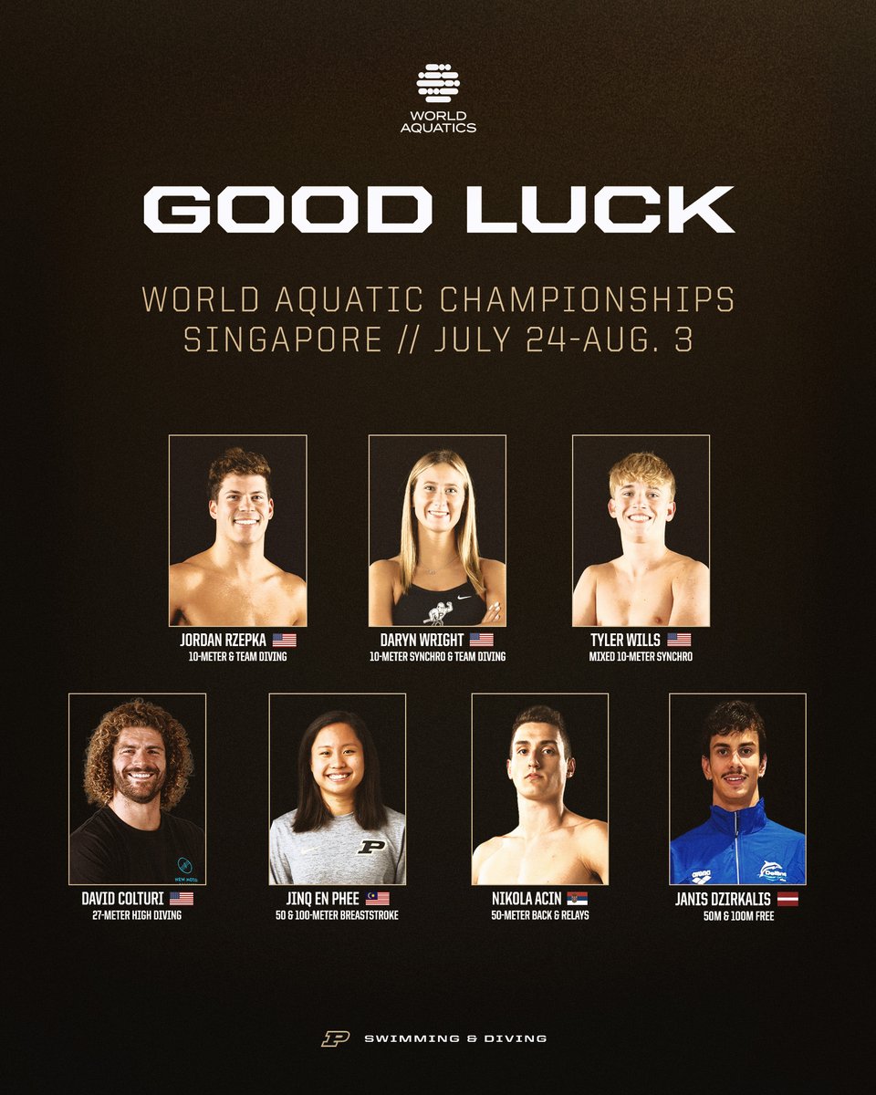 Purdue Men's Swimming & Diving (@purduemswimdive) on Twitter photo Well Represented at the Worlds: Good Luck to our #Boilermakers competing for country in Singapore ๐ธ๐ฌ
David Colturi had the top-scoring dive (97.2) in all of Round 3 of 27-Meter High Diving to get us off to a strong start. #BoilerUp ๐บ๐ธ๐ท๐ธ๐ฒ๐พ๐ฑ๐ป
๐บ Peacock
๐ฐ boile.rs/Worlds25 Well Represented at the Worlds: Good Luck to our #Boilermakers competing for country in Singapore ๐ธ๐ฌ
David Colturi had the top-scoring dive (97.2) in all of Round 3 of 27-Meter High Diving to get us off to a strong start. #BoilerUp ๐บ๐ธ๐ท๐ธ๐ฒ๐พ๐ฑ๐ป
๐บ Peacock
๐ฐ boile.rs/Worlds25