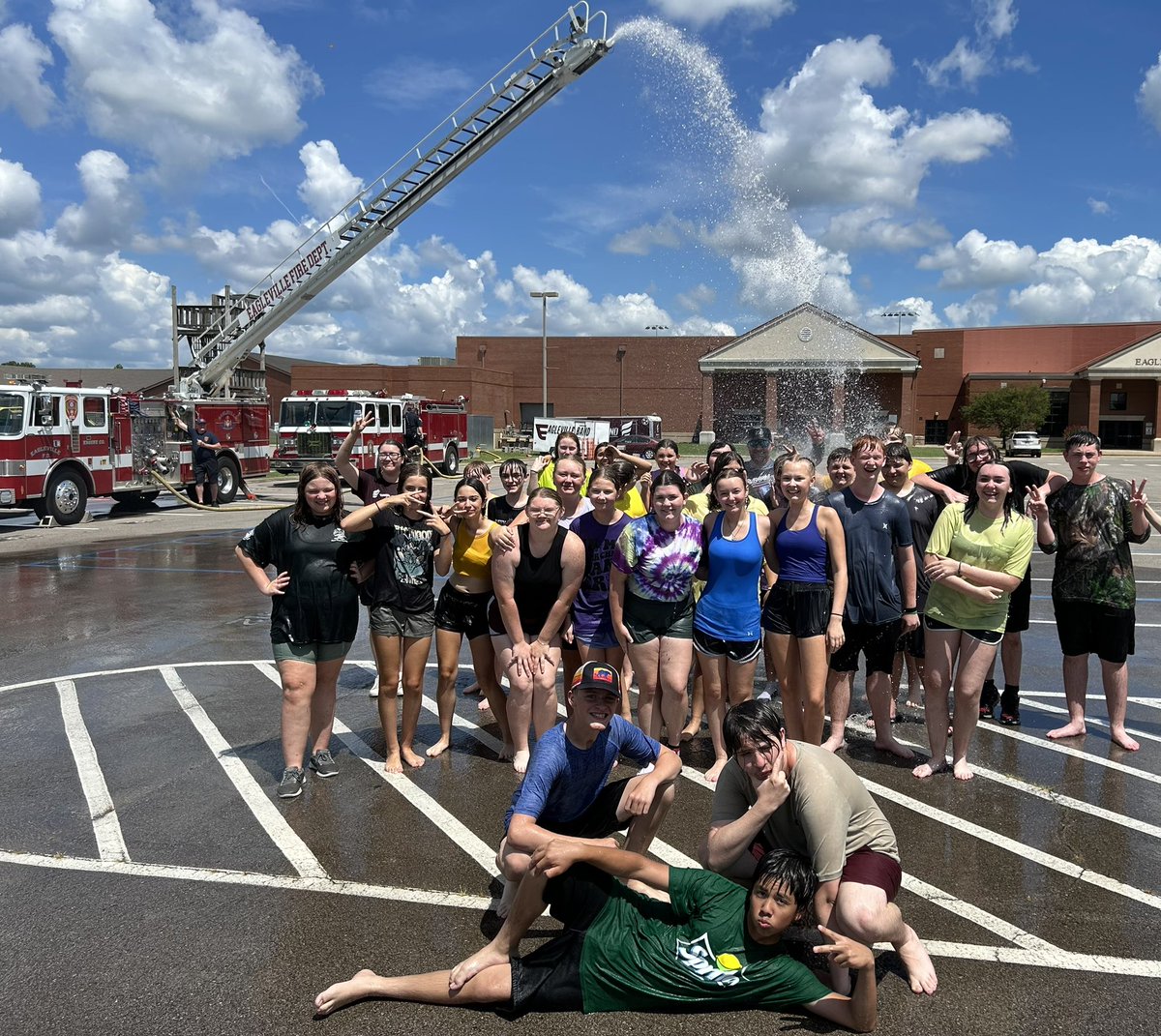 Week 1 of band camp in the books-

These kids work hard and play hard. A huge thank you to Eagleville Fire Rescue Department for a fun break from the heat! 

They have another week of hard work ahead &amp; are excited to bring their “Friday Night Lights” show to the field this fall!