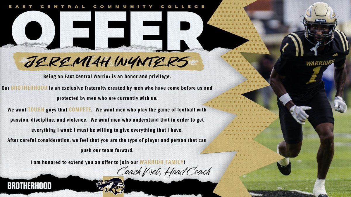 JeremiahWynter74 26’ (@74indafield) on Twitter photo After a great conversation with <a href="/Coach_Luther/">Coach Ben Luther 🏈🥞‼️</a> I am blessed to receive a offer from <a href="/eccc_football/">East Central Warrior Football 🏈</a> <a href="/orr_coachorr9/">Casey Orr</a> After a great conversation with <a href="/Coach_Luther/">Coach Ben Luther 🏈🥞‼️</a> I am blessed to receive a offer from <a href="/eccc_football/">East Central Warrior Football 🏈</a> <a href="/orr_coachorr9/">Casey Orr</a>