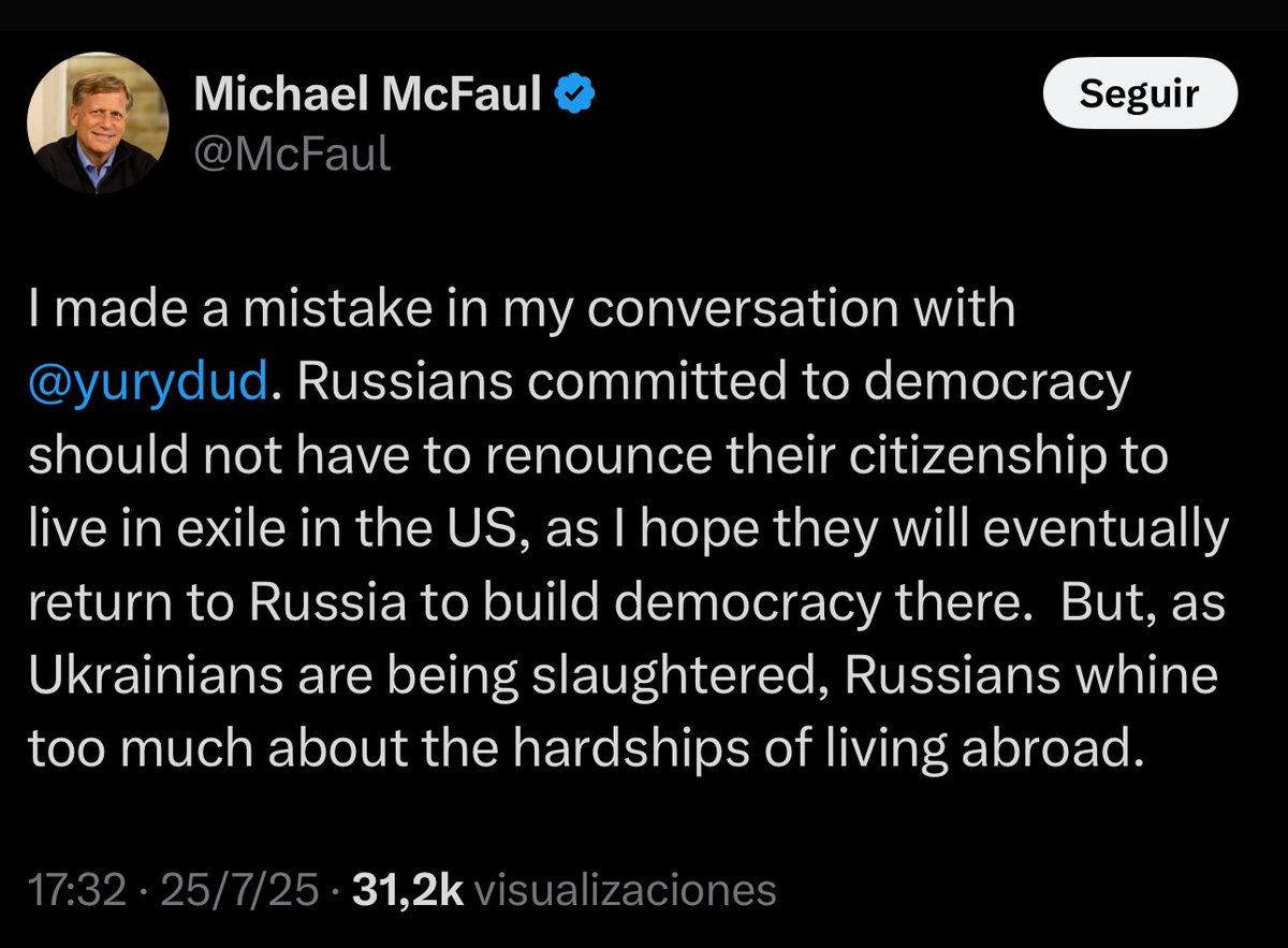 Ulianalive's tweet image. Только что узнала, что Макфол извинился
«Я был не прав» и дальше по списку, но конечно же с обязательным НО:
«Но пока украинцев убивают, россияне слишком много ноют о трудностях жизни за границей»
Так вот, Майкл:
россияне не ноют — россияне посылают вас на хуй
За лицемерие,…