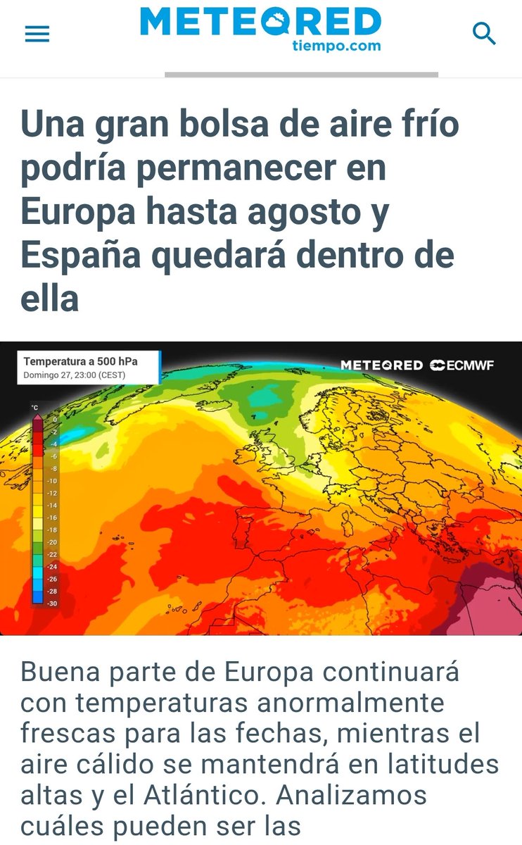 Alex_Diaz_68's tweet image. "Los mapas del tiempo pasarán del rojo al naranja en Europa hasta agosto y en España los mienteorólogos seguirán mintiendo a discreción"