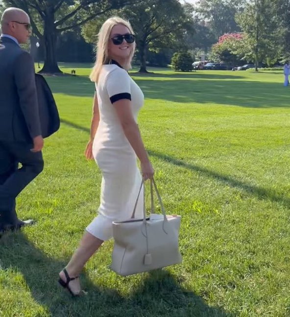GeoffBrown82's tweet image. Donald brought Karoline Leavitt along on this Scotland trip to carry his diaper bag.
