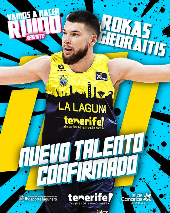 gsole14's tweet image. Y tenemos FI-CHA-JA-ZO en La Laguna Tenerife.
Rokas GIEDRAITIS firma por tres temporadas (2+1) con los aurinegros. Garantía total.
Más en la TABLA de MERCADO LIGA ENDESA en @GIGANTESbasket, ya con contratos e información de Covirán Granada.
gigantes.com/liga-endesa/ta…