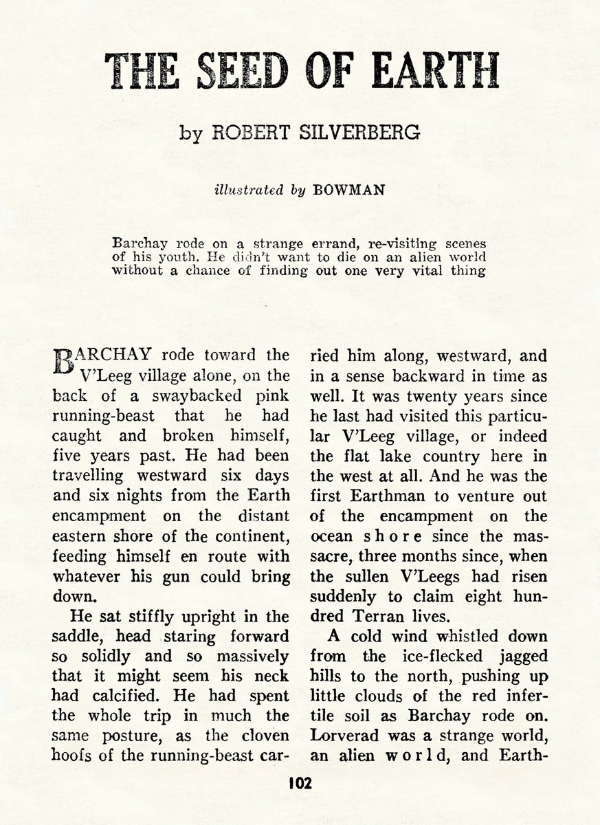 SFFAudio's tweet image. art for...
THE SEED OF EARTH
by Robert Silverberg
story copyright renewed:
"The Seed of earth. (In Super science fiction, Apr. 1958) Pub. 1958-06-09; B00000691608."