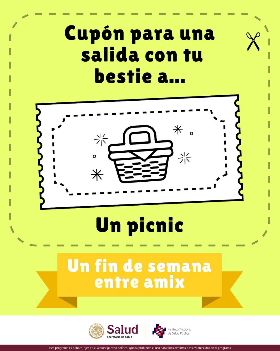 inspmx's tweet image. ¿Ya es fin de semana y aún no tienes plan?
Mándale este cupón a tu bestie para que te acompañe a un picnic 🧺🌿
¡Porque reír, hablar y compartir momentos con alguien que quieres es bueno para la salud mental! ✨