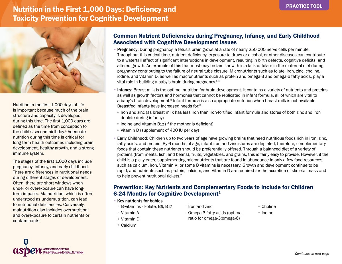 ASPEN_nutrition's tweet image. Dive into the importance of proper nutrition during the first 1,000 days—a crucial period for long-term health outcomes—with this #ASPENMAW25 practice tool. Thank you to ByHeart for practice tool support. View and share the full practice tool: ow.ly/eW1p50WpstV