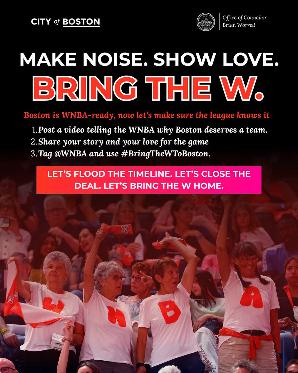 VoteWorrell's tweet image. 🏀 BOSTON NEEDS A TEAM! There’s no clearer sign that the WNBA is a slam dunk for Boston than what we saw last week. The energy is real. The time is now.
📣 Let’s get this done.
 Tag @WNBA and use #BringTheWToBoston to make your voice heard!
#WNBA #BringTheWToBoston #BostonSports