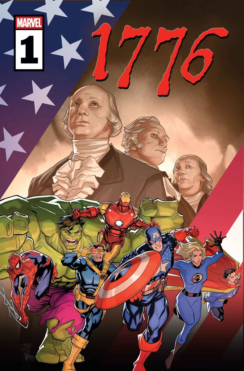 BuzzComics's tweet image. Pour fêter les 250 ans de l'indépendance américaine, Marvel propulse Captain America et ses amis en 1776 dès novembre dans la mini-série 1776 par J. Michael @Straczynski, Ron Lim et @SeanDamienHill chez @Marvel #MarvelComics #CaptainAmerica #SDCC buzzcomics.net/showpost.php?p…