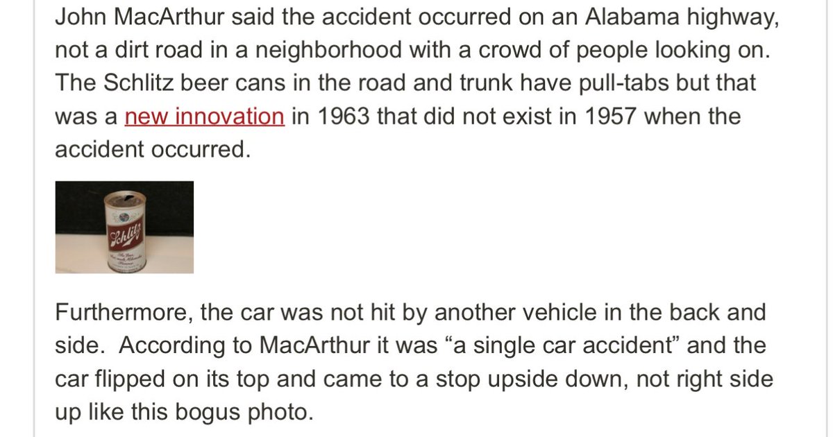 defundthedmv's tweet image. Beer cans. Josh Barzon chose an image that implied: The car MacArthur was driving contained alcoholic beverages.
Well, this changes the legacy a bit.