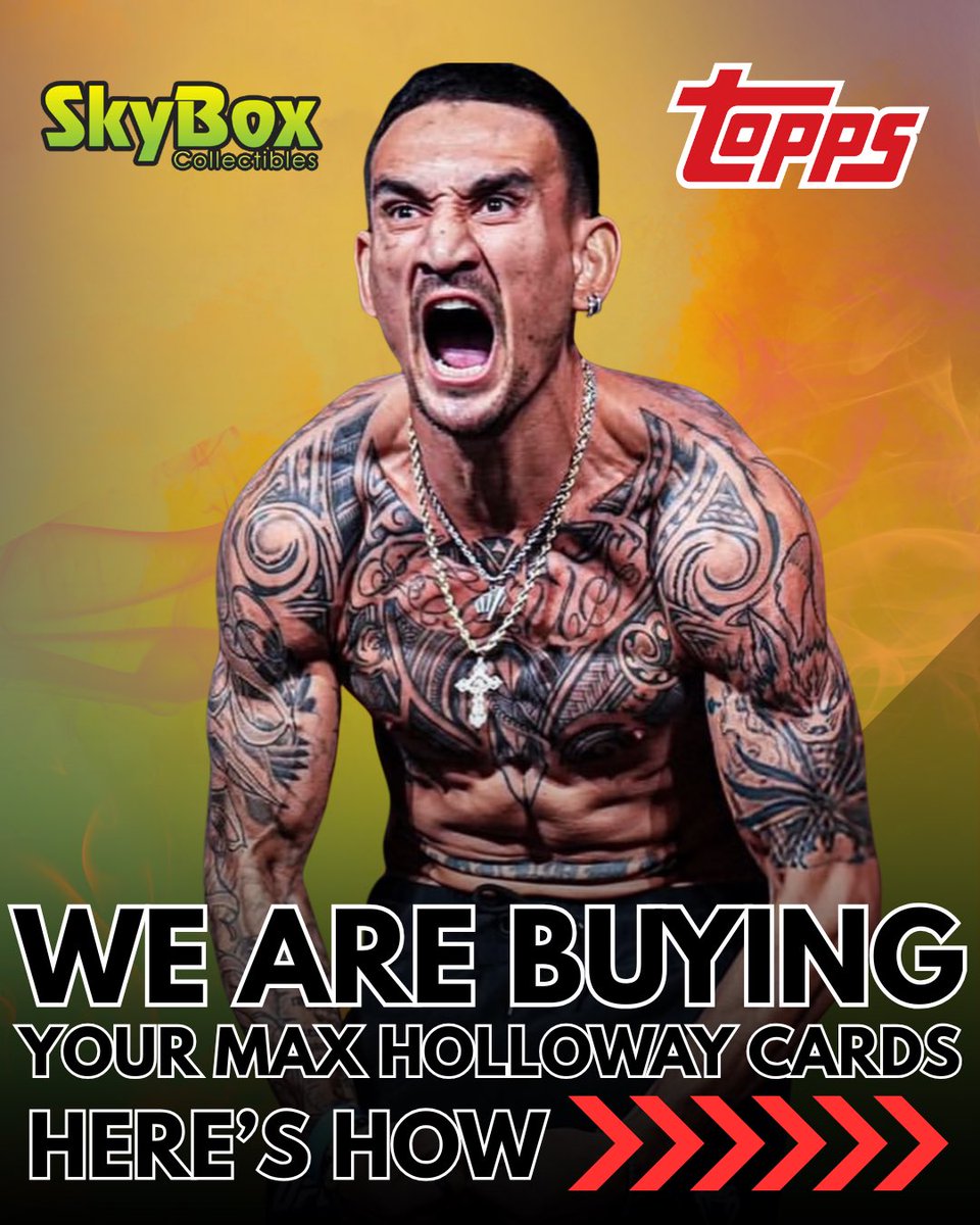 SkyboxCollect's tweet image. WE ARE BUYING YOUR MAX HOLLOWAY!
Swipe to find out how ->
#skyboxct #maxholloway #madmax #ufc #topps #buyback