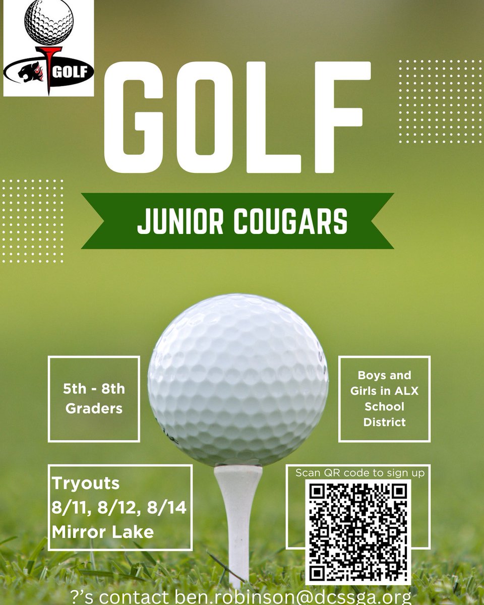 Time for Jr Cougar Golf. Boys and girls welcome.