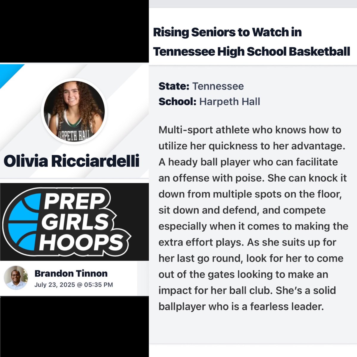 Olivia Ricciardelli (@olivia_ricc) on Twitter photo Thank you for the write up! Looking forward to a great senior season! 
<a href="/PGHTennessee/">Prep Girls Hoops Tennessee</a> 
<a href="/HHAthletics/">Harpeth Hall Athletics</a> 
<a href="/nikkibaird10/">Nikki Baird</a> 
@tbwnextgen Thank you for the write up! Looking forward to a great senior season! 
<a href="/PGHTennessee/">Prep Girls Hoops Tennessee</a> 
<a href="/HHAthletics/">Harpeth Hall Athletics</a> 
<a href="/nikkibaird10/">Nikki Baird</a> 
@tbwnextgen
