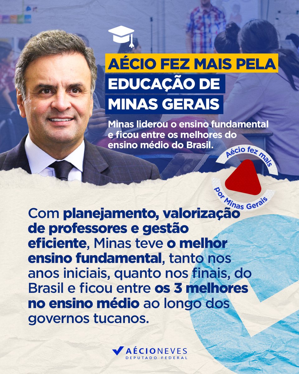 📚 Minas mostrou que com planejamento, responsabilidade e valorização dos professores é possível ter ensino público de qualidade.

Durante os governos tucanos, Minas liderou o ensino fundamental nos rankings do Ideb, nos anos iniciais e finais, e ainda ficou entre os 3 melhores