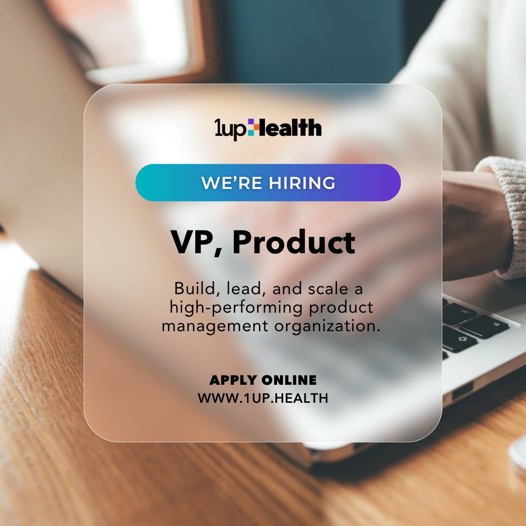 1upHealth is currently seeking a VP of Product.

Responsibilities including translating product strategy into day-to-day execution, working to operationalize the company’s vision, and building a high-performing product org. 💪 

Learn more bit.ly/4kTQUBd

#jobs #careers
