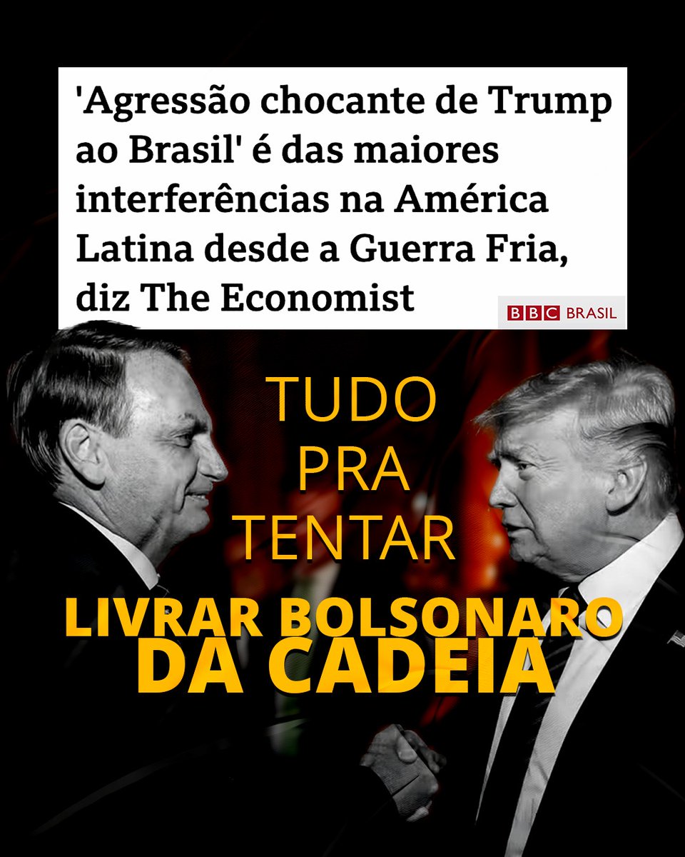 lulaverso's tweet image. Tarifaço de 50%. Suspensão de vistos.
Tudo isso pra tentar livrar Bolsonaro da cadeia.

📢 Pode Espalhar: quem trama contra o povo brasileiro trai o Brasil.