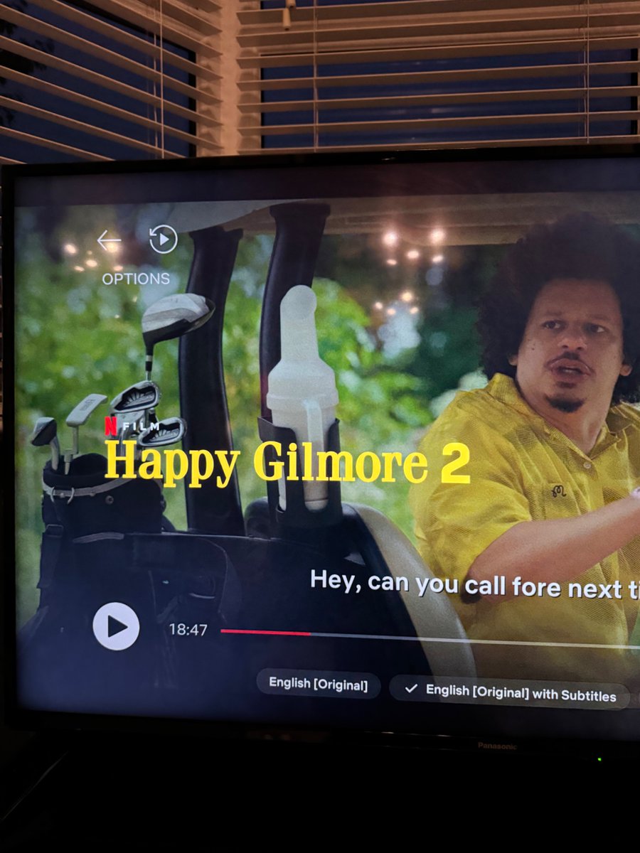 GuyCharnock's tweet image. Ruining Happy Gilmore 2 for myself by wanting the golf to be super realistic 😂 this guy was playing right handed and then his clubs switched to left handed 😂