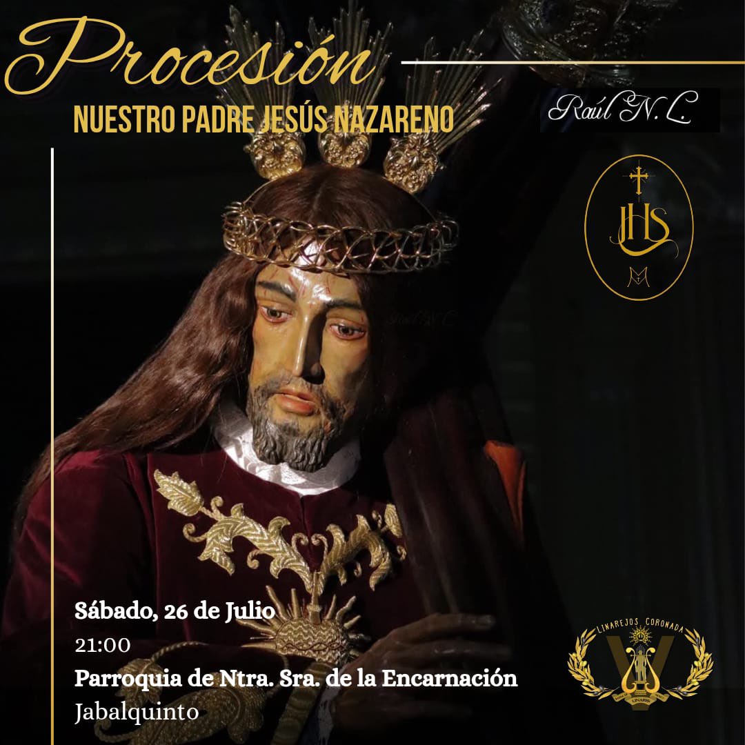 ⚫️🟡 Mañana volveremos a acompañar, como venimos los últimos 4 años, a Nuestro Padre Jesús Nazareno de la vecina localidad de Jabalquinto, con motivo de la Feria y Fiestas de la localidad.

#bmlinarejoscoronada 
#tiempodeglorias2025
#suenaLinarejosCoronada
#V_Aniversario