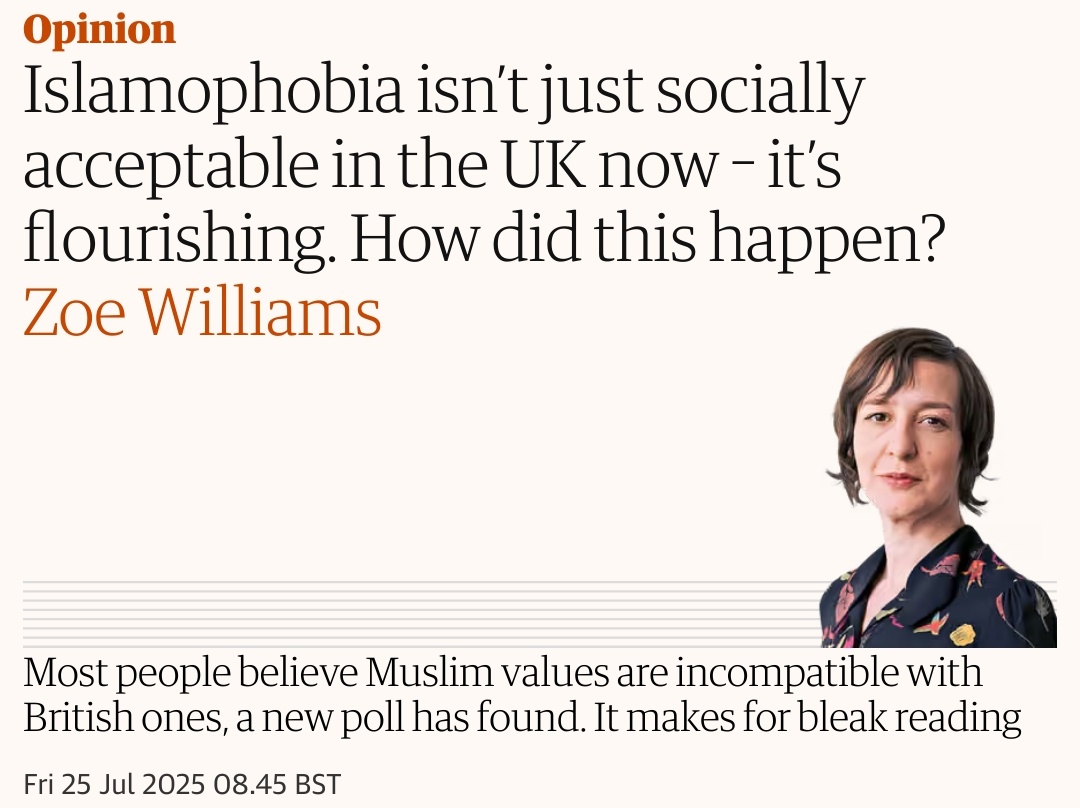 Zoe Williams op-ed on Islamophobia manages to omit the significant role that zionists/Israel Lobby have played in propagating this particular form of bigotry.

Her single mention of Israel paints them as passive beneficiaries of Islamophobia rather than active promoters of it. /1