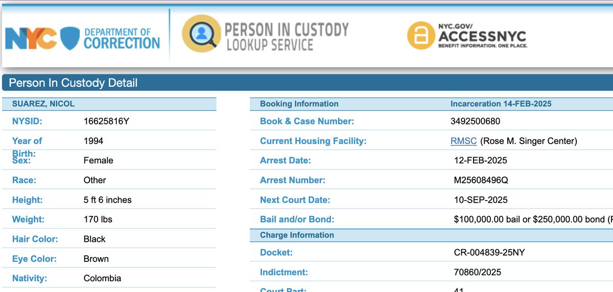 He's a man, and he's being held in the women's center at Rikers.