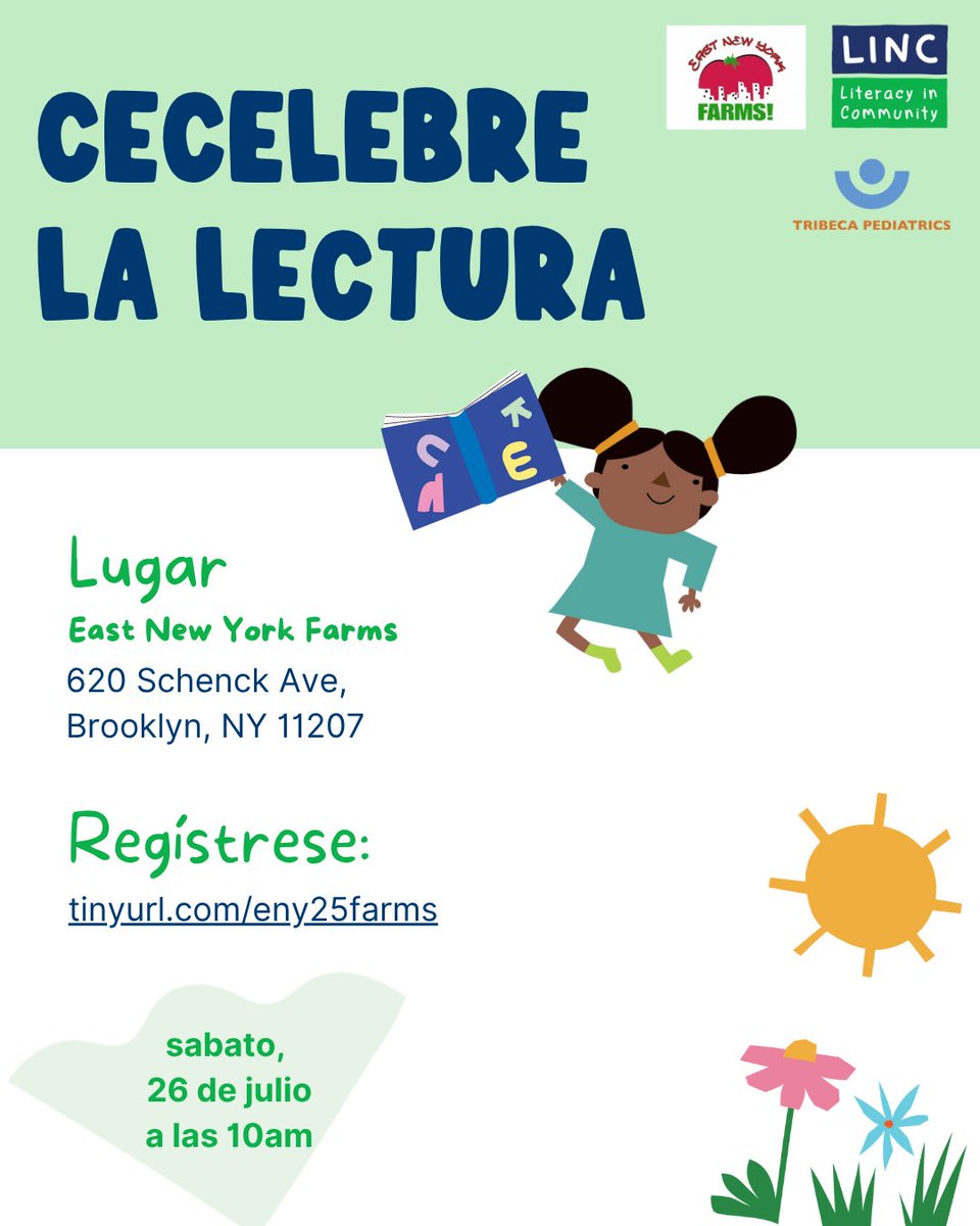 linc_nyc's tweet image. East New York—TOMORROW is your Summer Reading Celebration with @enyfarms + LINC! Enjoy a morning of stories, songs, dancing & tips to spark your little one’s love of reading all summer long. 📖💡
🗓️Saturday, July 26
⏰ 10-11 am
📋RSVP: tinyurl.com/eny25farms