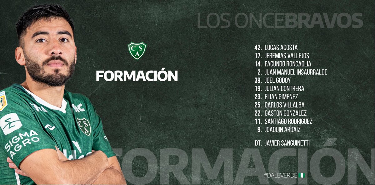 CASarmientoOf's tweet image. Los once bravos 🆚 @clublanus 👊
👥 Banco de suplentes: Ayala, Diaz, Morales Santiago, Vigo, Orihuela, Arismendi, Paradela, Gómez, Suhr, Molina, Morales Iván y Frias.
#DaleVerde 🇳🇬