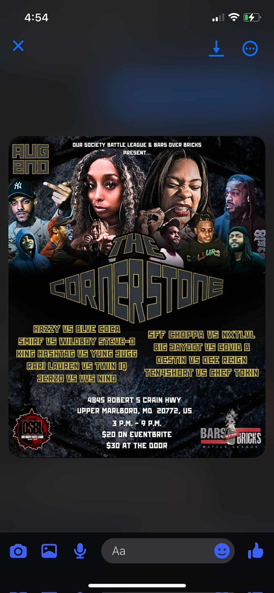 BoBseeAllen's tweet image. Bars Over Bricks & Our Society present
The Cornerstone Aug 2nd. Eventbrite tickets $20 more at the door!!!