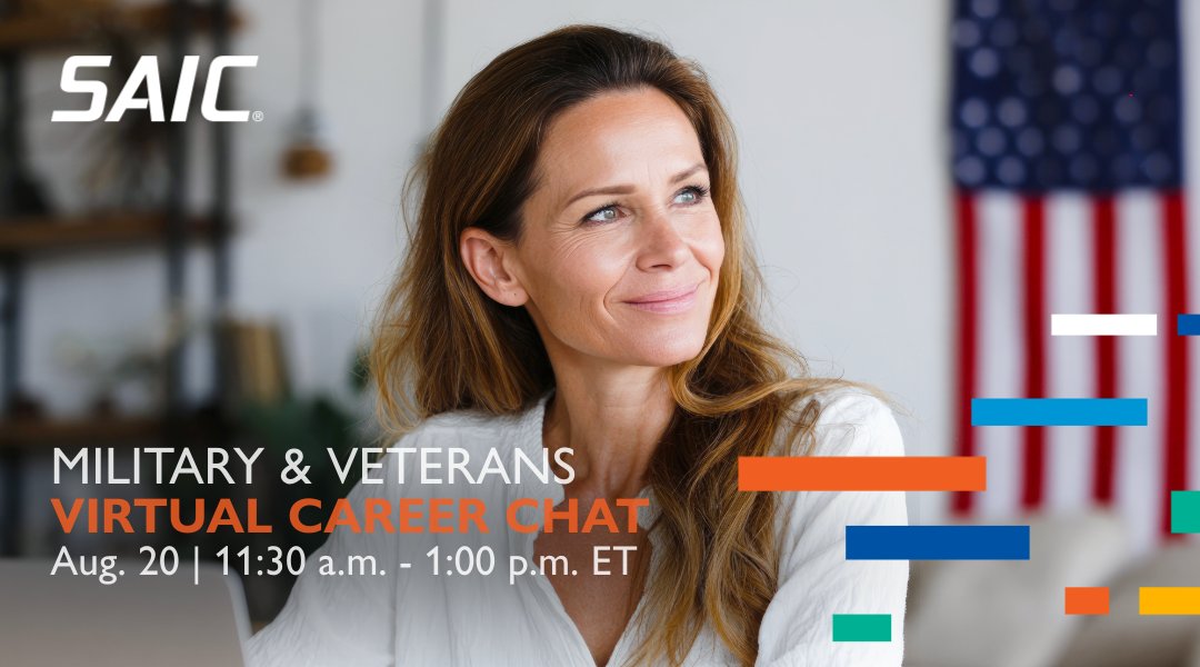 On #NationalHireAVeteranDay, we renew our commitment to hiring those who’ve served.

🎖️ Ready for your next mission? Join our Military &amp; Veterans Career Chat Aug 20: ▶️ events.saic.com/VETx