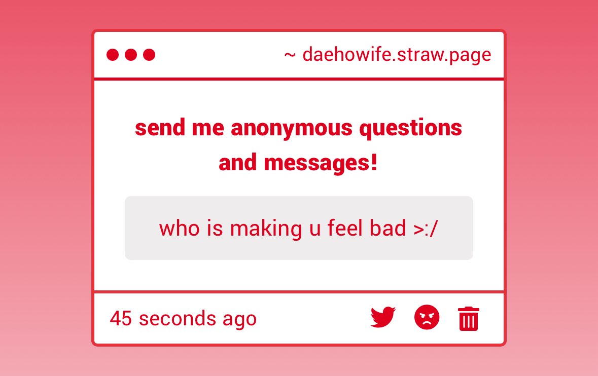 daewhore's tweet image. no one in specific i just feel like the whole world is against me lately 💔💔💔 maybe i'm too paranoid but i feel like all my oomfs hate me and that i'm not contributing at all to anything
maybe i just need friends, but i'll always feel like everyone secretly hates me 🥀