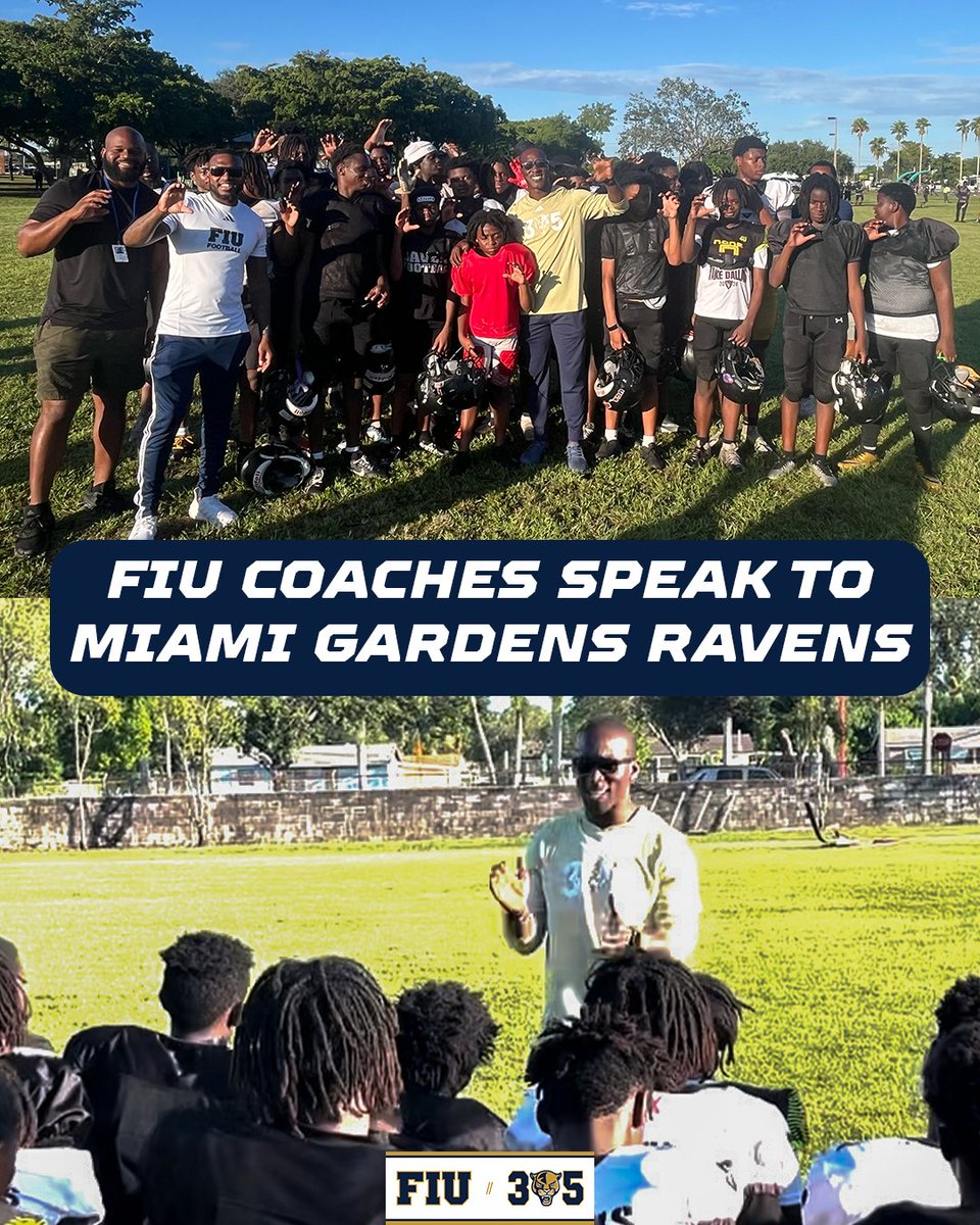 FIUFootball's tweet image. Making a big impact off the field.
@A_Gaitor and @CoachDub305 spent time with the Miami Gardens Ravens this week, sharing lessons on football and life. 🙌
#WeAre305