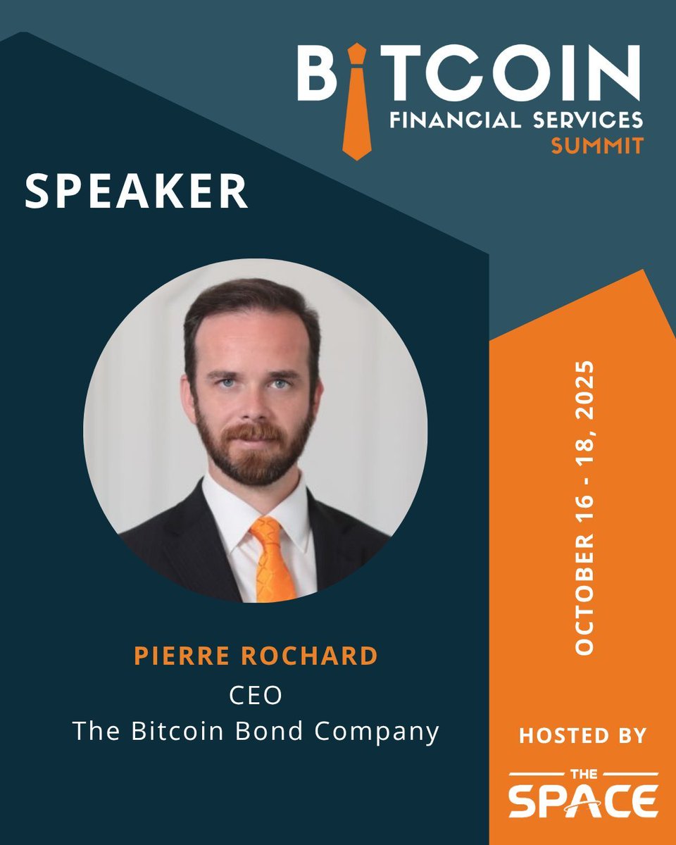 BitcoinPierre's tweet image. I'll be speaking at the Bitcoin Financial Services Summit in Denver, October 16-18 hosted by @spacedenver
Register to attend here: denver.space/bitcoin_financ…