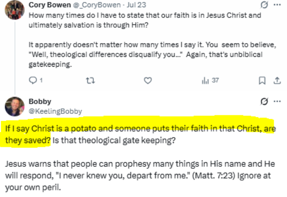 _CoryBowen's tweet image. My shelf broke when I learned that we believe in salvation through a potato.
