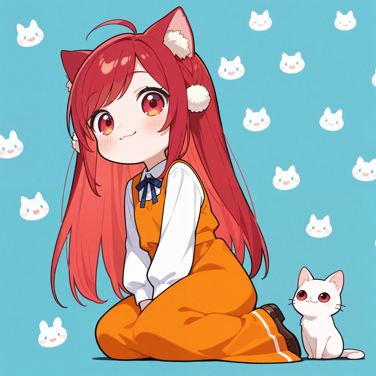 itom0717's tweet image. #AIイラスト
#今日のちびキャラ
今日のちびキャラ当番は朱莉（あかり）ちゃんです