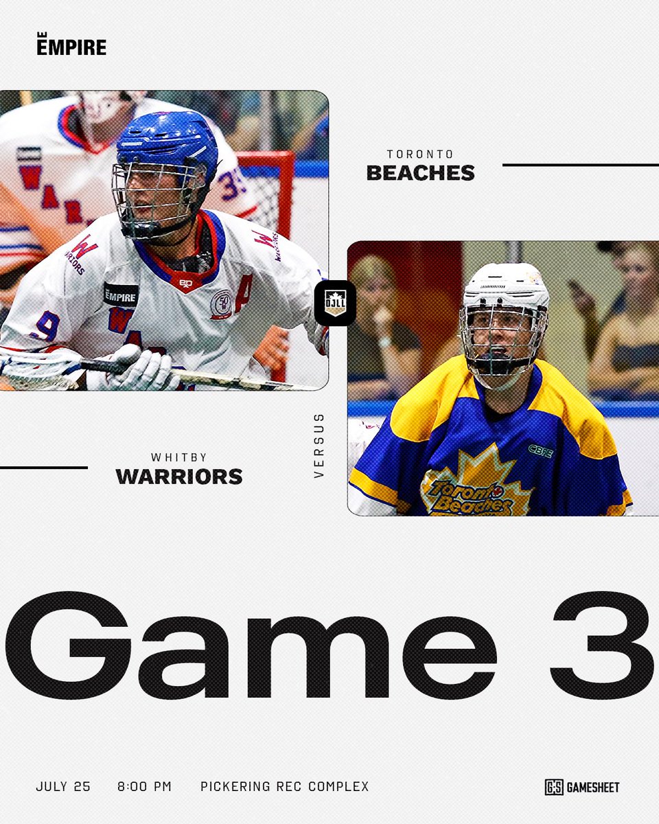 TheOJLL's tweet image. A tied series sees the Warriors and the Beaches battle tonight for a series lead.
β±οΈ 8:00 PM ET
π Pickering Rec Complex