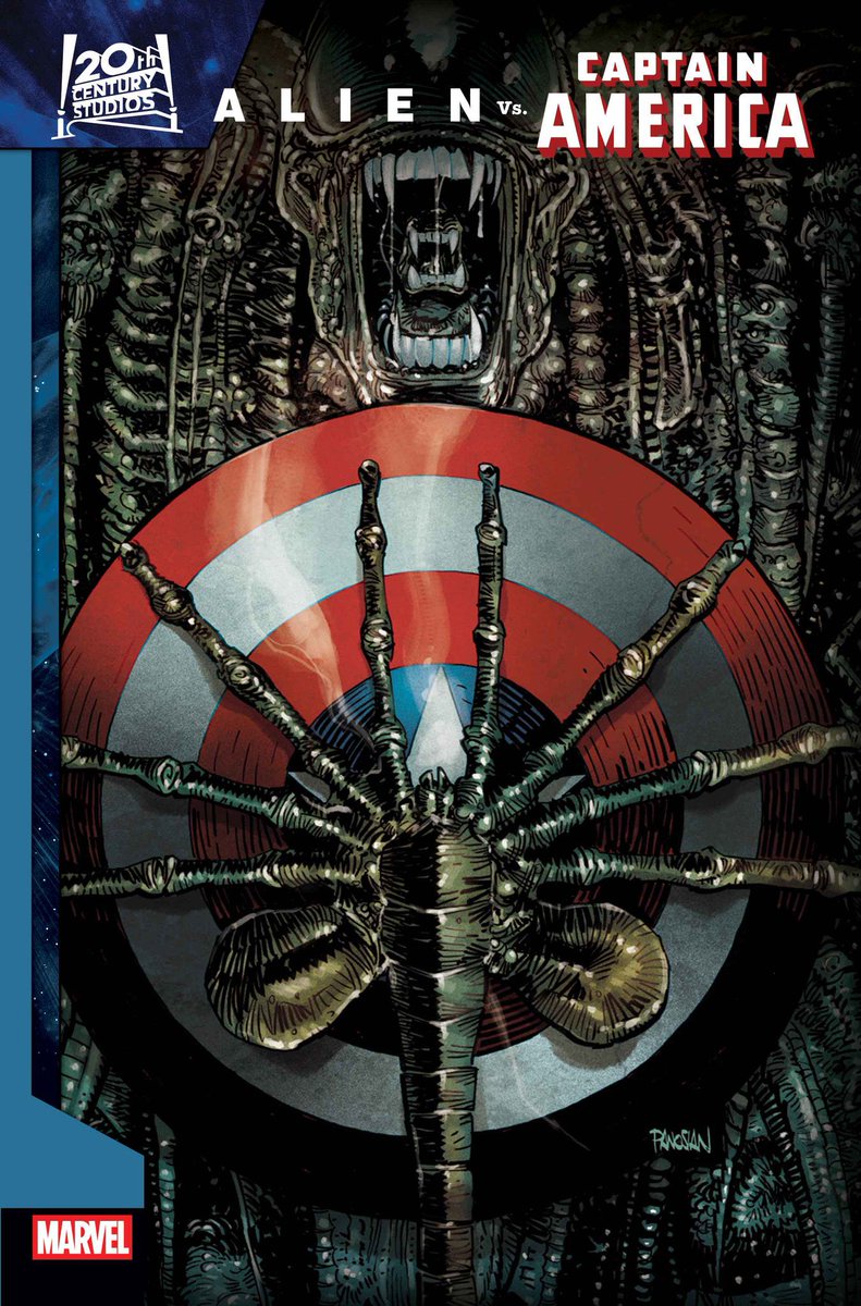 📚Marvel Comics annonce un nouveau crossover: ‘Alien vs Captain America’.

Une mini-série en quatre numéros de Frank Tieri et Stefano Raffaele, qui paraîtra en octobre.