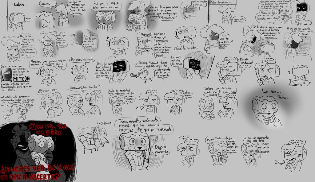 TW: Suggestive / toxic relationship 

Quería dibujar un poco más de esta relación tóxica y de paso se ve un poco como es que los demás Mains tratan a sus Toons
#dandysworld #fruitcake #SproutxCosmo