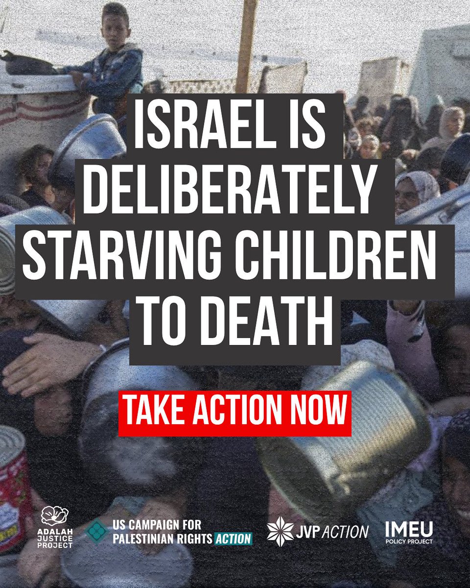 Forced famine is here. The Israeli government is starving Palestinians to death.

What is happening in Gaza is not just a humanitarian crisis – it is starvation used as a weapon of genocide.

THIS IS AN EMERGENCY. 

ACT NOW: bit.ly/stopthestarvat…