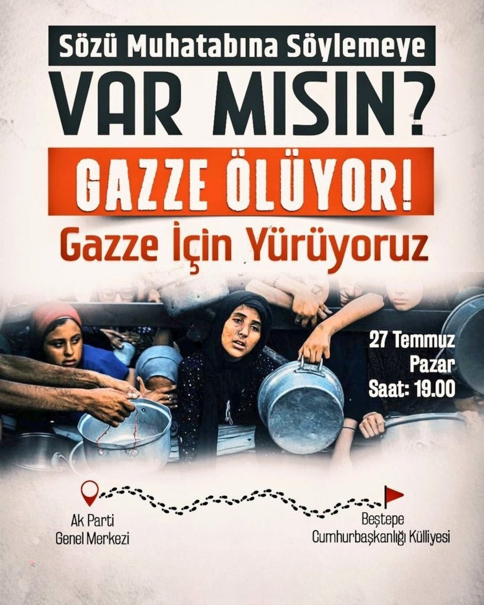 KevserEgitim's tweet image. Gazze İçin Sessiz Kalma!
Kevser Eğitim Vakfı ve Konyevi Gençlik olarak, 27 Temmuz Pazar günü saat 19.00’da Ankara’da düzenlenecek olan “Gazze İçin Yürüyoruz” yürüyüşüne destek veriyoruz.
Gazze halkı her gün sistematik bir zulme maruz kalırken, sessiz kalmak suça ortak…