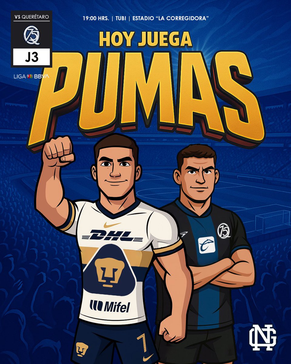 NotiGoya's tweet image. Día especial en Querétaro. ¡Un debut que todos esperamos en un estadio que va a estar lleno de auriazules! #HoyJuegaPumas
🏟️ Corregidora
⏰ 7 pm
📺 Fox Deportes en TUBI