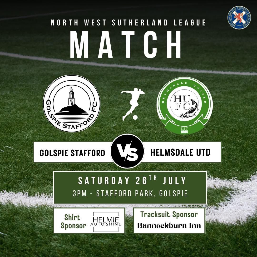 Tomorrow we face Golspie Stafford in the second game of the league split.

Come support the boys 💚