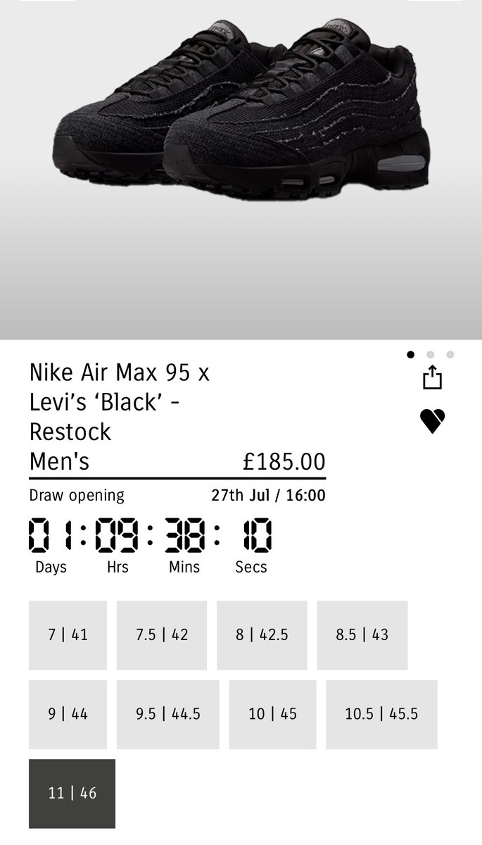 SNKRS_Sunitter's tweet image. 【Levi's x Nike Air Max 】
フットパトロールAPP🇬🇧国内発送可能
リストック抽選・上のサイズもあり🔥
※7月27日〜エントリー開始