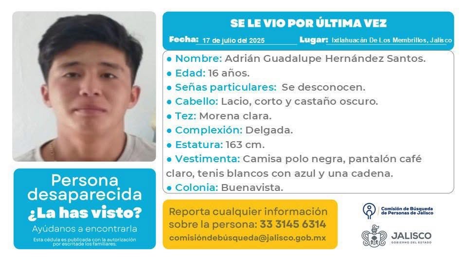 VMGlezR's tweet image. Joven desaparece en Ixtlahuacán de los Membrillos, Jalisco.