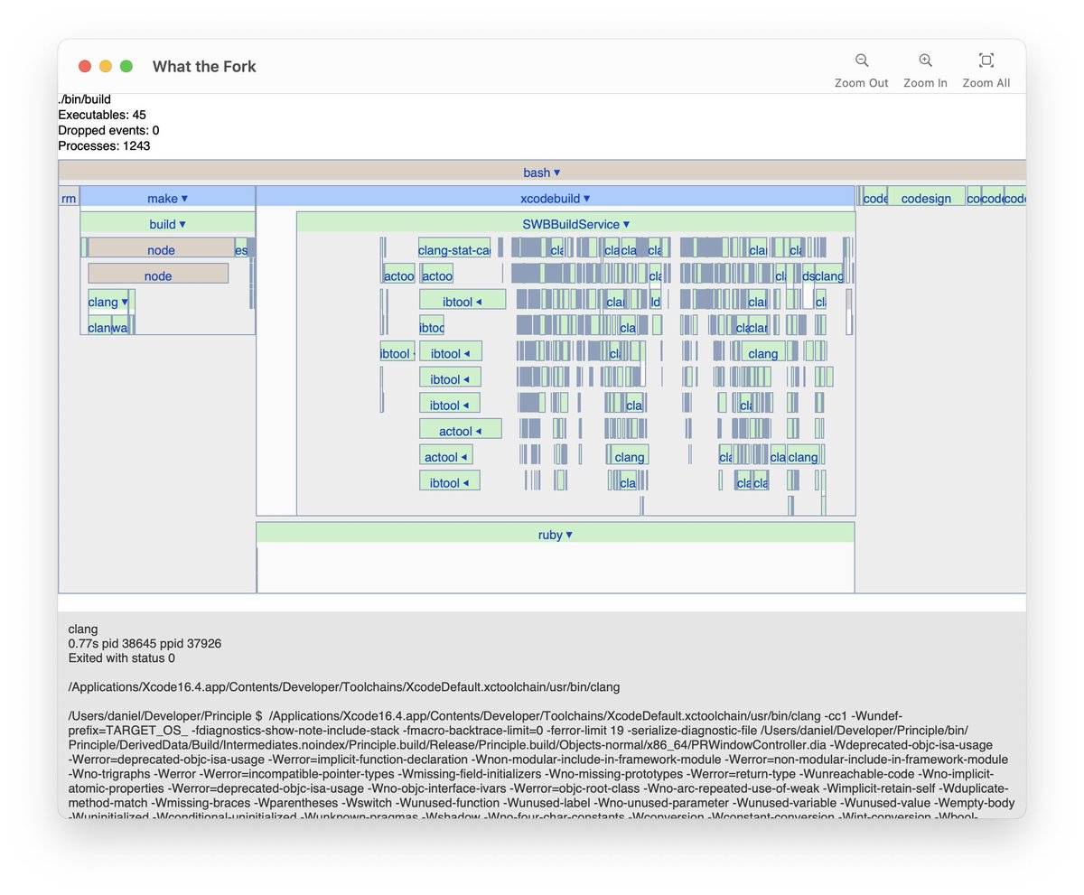 DanielcHooper's tweet image. Is a build profiling tool something that people would be interested in? I've been working on one for myself, and I'm trying to decide if it's worth making nice and releasing.
Works on any language/build system. Checks for issues like under utilized hardware, files compiled…