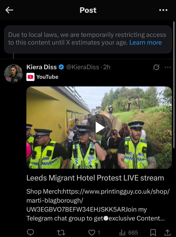 It took all of 12 hours for the Online Safety Act to switch from protecting kids from porn to censoring protests outside migrant hotels. 
Day 1.