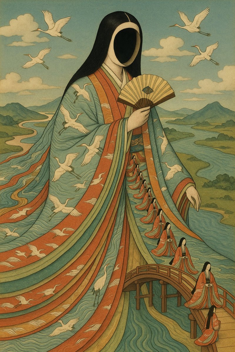 MBeechDesign's tweet image. Canvas Wall Art, Infinite Junihitoe Court Lady Print, Surreal Japanese Ukiyo e Wall Art with Flowing Kimono Landscape and Cranes. Surreal etsy.me/3GSOUeP via @Etsy
#JapaneseArtPrint #SurrealUkiyoe
#JunihitoeArt #CourtLadyWallArt
#MetaphysicalArt #UkiyoeInspired…