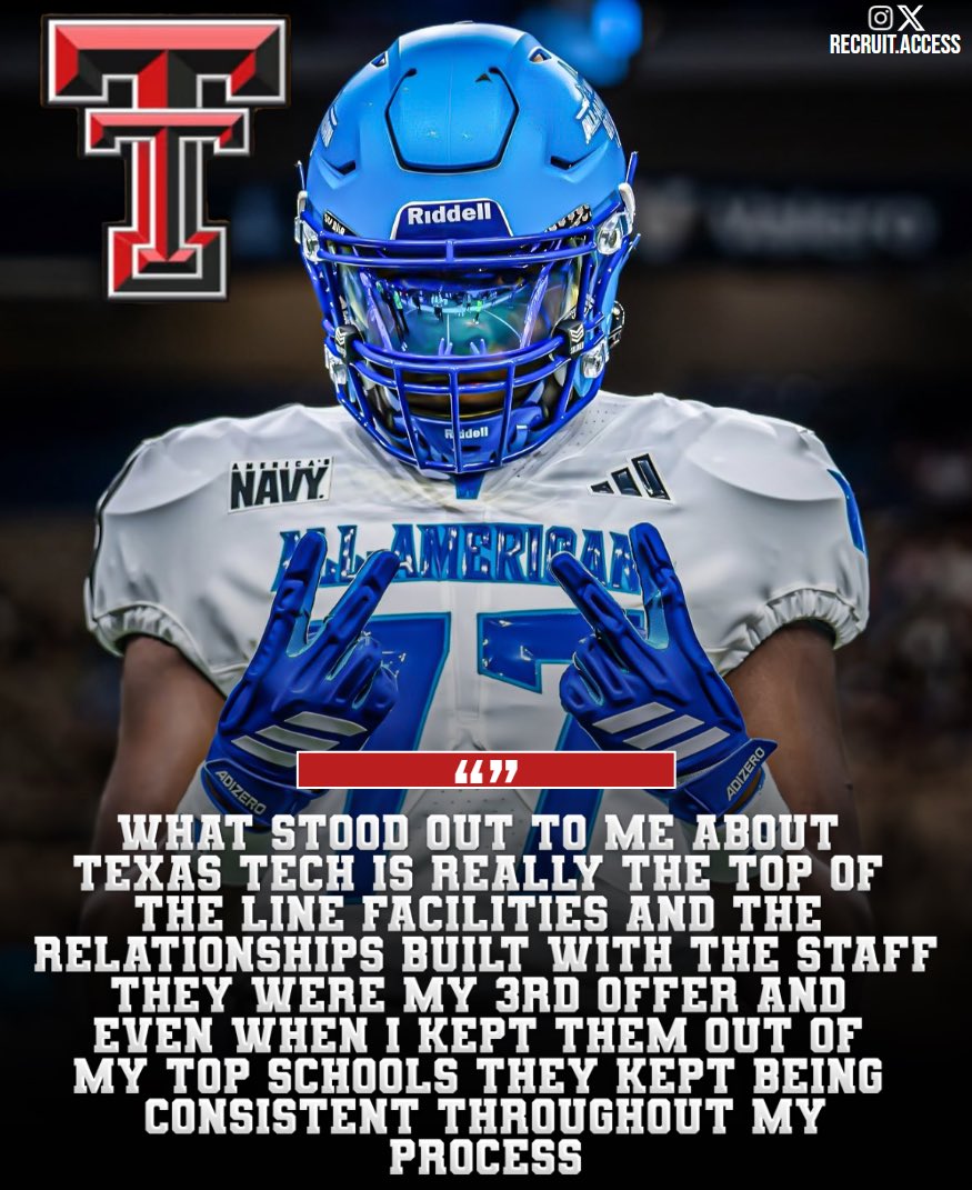 recruit_access's tweet image. I recently spoke with Texas Tech 5🌟 OT commit Felix Ojo ( @FelixTheOL ) on his commitment to the Red Raiders
Ojo is ranked as a top 10 recruit (#1 OT) per 247sports
Check out what he had to say ⬇️